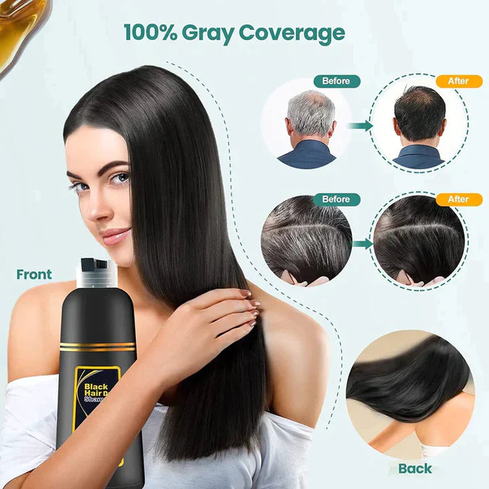 Unisex Instant Black Herbal Hair Dye Shampoo  3 in 1(100ml) Pack Of 2